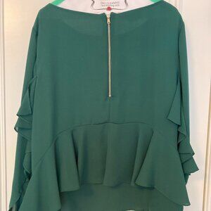 Bebe long sleeve ruffle blouse green XL